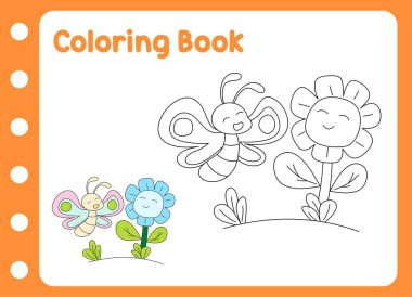 Çocuklar için boyama kitabı. Şirin kelebek