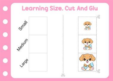 Öğrenme boyutu, kesme ve yapıştırma köpek. çocuk eğitimi ve oyun 