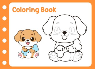 Çocuklar için boyama kitabı. Şirin köpek.