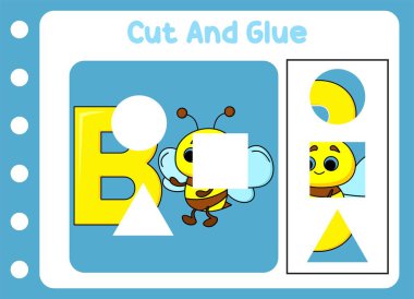 Çocuklar için kes ve yapıştır. Şirin arı. bulmaca oyunu .