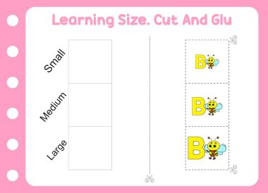 Öğrenme boyutu, kesme ve yapıştırma arısı. çocuk eğitimi ve oyun
