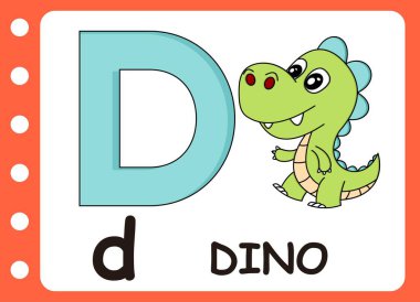 Dino 'nun D harfi. Çocuklar oyun öğreniyor