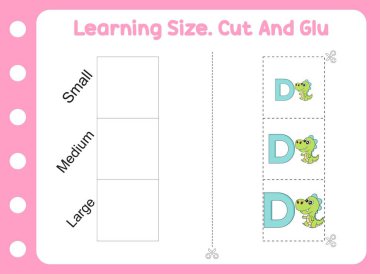 Öğrenme boyutu, kesik ve yapıştırıcı dino. çocuk eğitimi ve oyun