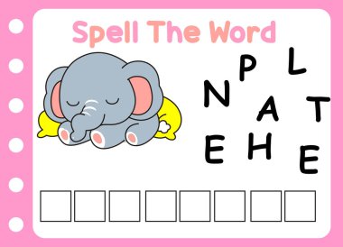 Fil kelimesini hecele. Şirin küçük fil 