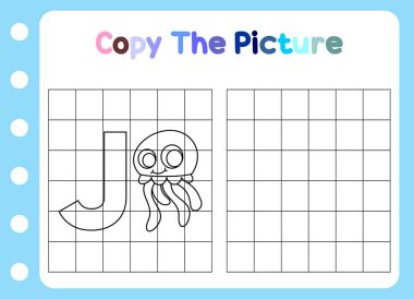 Hayvanın resmini kopyala. şirin denizanası çocuklar için eğitici.