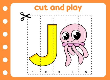 Kes ve hayvan resimli şirin denizanası oyununu oyna. çocuk oyunu.