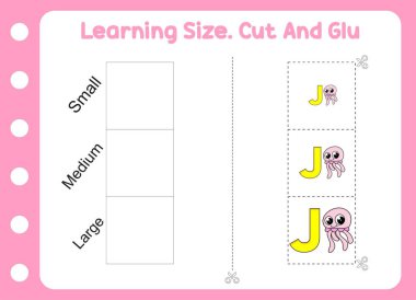 Öğrenme boyutu, kesme ve yapıştırma denizanası. çocuk eğitimi ve öğrenimi