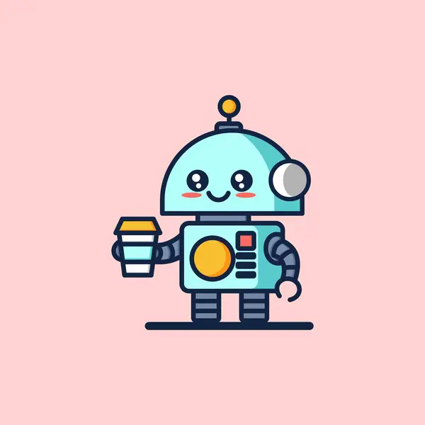 Kahveli sevimli basit robot simgesi