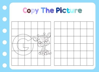 Hayvanın resmini kopyala. şirin zürafa oyunu çocuklar için eğitici.