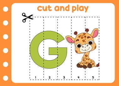 Kes ve hayvansal resimli şirin zürafayı oyna. çocuk oyunu.