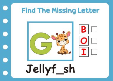 Kayıp harf sevimli küçük zürafa bulmak.