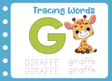 Şirin zürafa kelimesinin izini sür. hayvan eğitimi oyunu