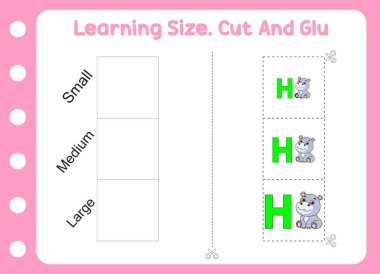 Öğrenme boyutu, kesme ve yapıştırma tatlı su aygırı. çocuk eğitimi ve öğrenimi