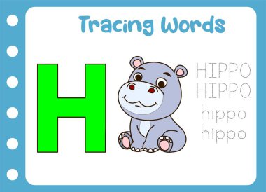 Tatlı su aygırı kelimesinin izini sür. hayvan eğitimi oyunu