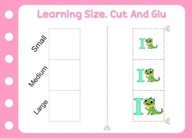 Öğrenme boyutu, kesim ve yapıştırıcı şirin iguana. çocuk eğitimi ve öğrenimi