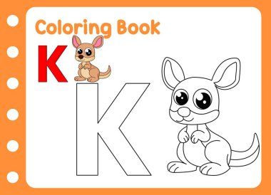 Çocuklar için boyama kitabı. Şirin küçük kanguru.