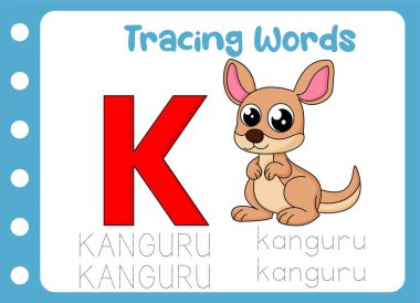 Şirin kanguru kelimesinin izini sür. hayvan eğitimi oyunu