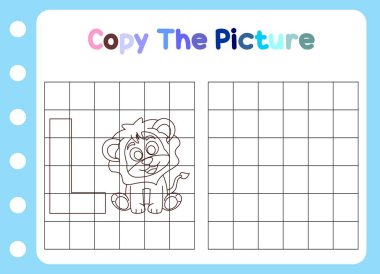 Hayvanın resmini kopyala. şirin aslan çocuklar için eğitici.