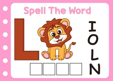 Aslan kelimesini hecele. Sevimli, küçük bir aslan ve bir de...