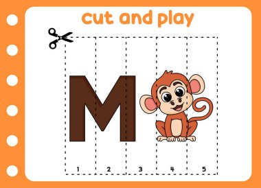 Kes ve hayvan resimli şirin maymunu oyna. çocuk oyunu.