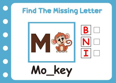 Kayıp harfi bul, sevimli maymun..