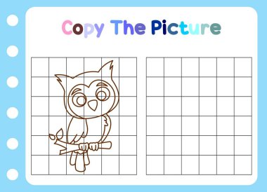 Hayvanın resmini kopyala. şirin baykuş çocuklar için eğitici.