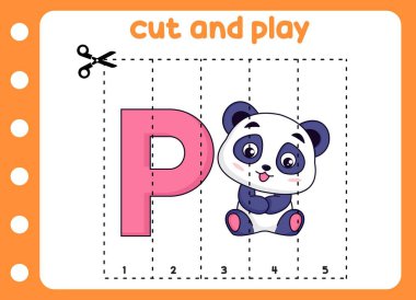 Kes ve hayvan resimli şirin pandayı oyna. çocuk oyunu.