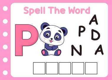 Şirin panda kelimesini hecele. Sevimli küçük baykuş P harfiyle.