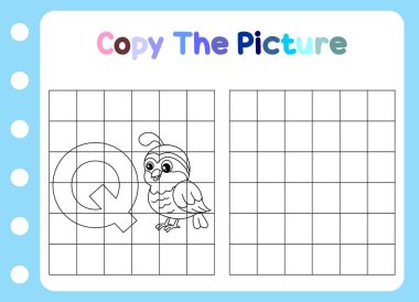 Hayvanın resmini kopyala. Çocuklar için şirin bıldırcın eğitimi.