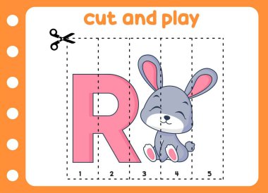 Kes ve hayvan resimli şirin tavşanı oyna. çocuk oyunu.