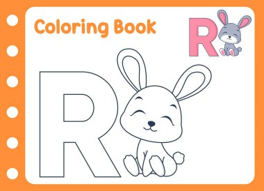 Çocuklar için boyama kitabı. Sevimli küçük tavşan.