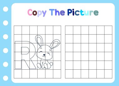 Hayvanın resmini kopyala. şirin tavşan çocuklar için eğitici.