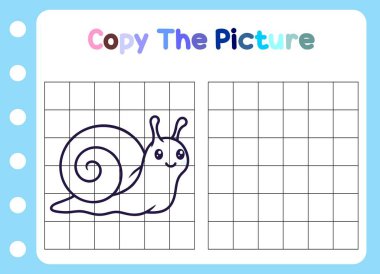 Hayvanın resmini kopyala. Çocuklar için tatlı salyangoz eğitimi.