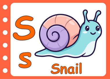 Sevimli salyangoz için harf. çocuk eğitimi oyunu öğrenme