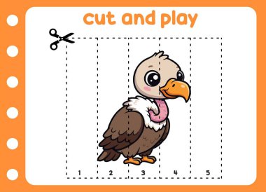 Kes ve hayvan resimli şirin akbabayı oyna. çocuk oyunu.