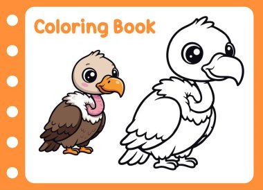 Çocuklar için boyama kitabı. Tatlı küçük akbaba.