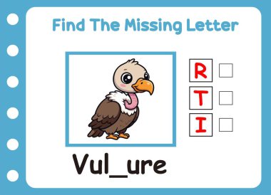 Küçük sevimli akbabanın kayıp mektubunu bul. .