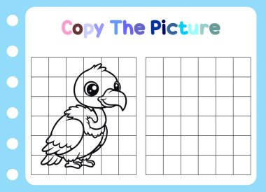 Hayvanın resmini kopyala. şirin akbaba çocuklar için eğitici.