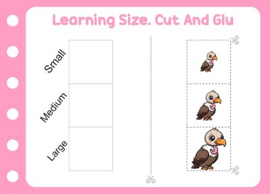 Öğrenme boyutu, kesme ve yapıştırma tatlı akbaba. çocuk eğitimi ve öğrenimi