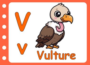 Sevimli akbaba için V harfi. çocuk eğitimi oyunu öğrenme