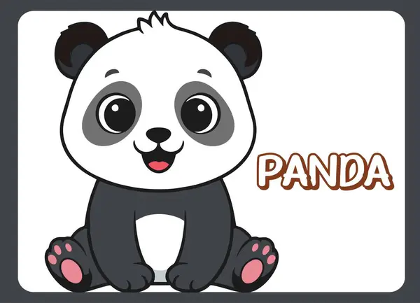 Sevimli küçük panda mutlu gülümseme çizgi film çizimi.