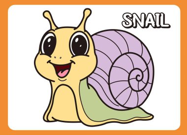 Küçük şirin salyangoz çizgi filmi çizimi. vektör 2 boyut