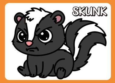 Sevimli küçük kokarca mutlu çizgi film çizimi. vektör 2 boyut