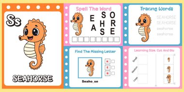Çalışma kağıtları çocuklar için şirin bir deniz atı taşıyıcısı.