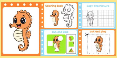 Çalışma kağıtları çocuklar için şirin bir deniz atı taşıyıcısı.
