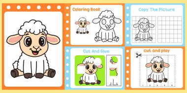 Çalışma kağıtları çocuklar için şirin bir koyun taşıyıcısı.