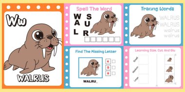 Çalışma kağıtları çocuklar için şirin bir deniz aygırı taşıyıcısı..