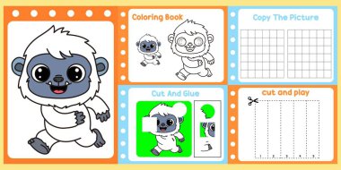 Çalışma kağıtları çocuklar için bir yeti vektörü.