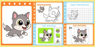 Çocuklar için çalışma kağıtları şirin kurt vektörü.