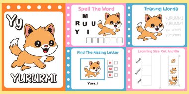 Çalışma kağıtları çocuklar için sevimli bir vahşi hayvan vektörü..